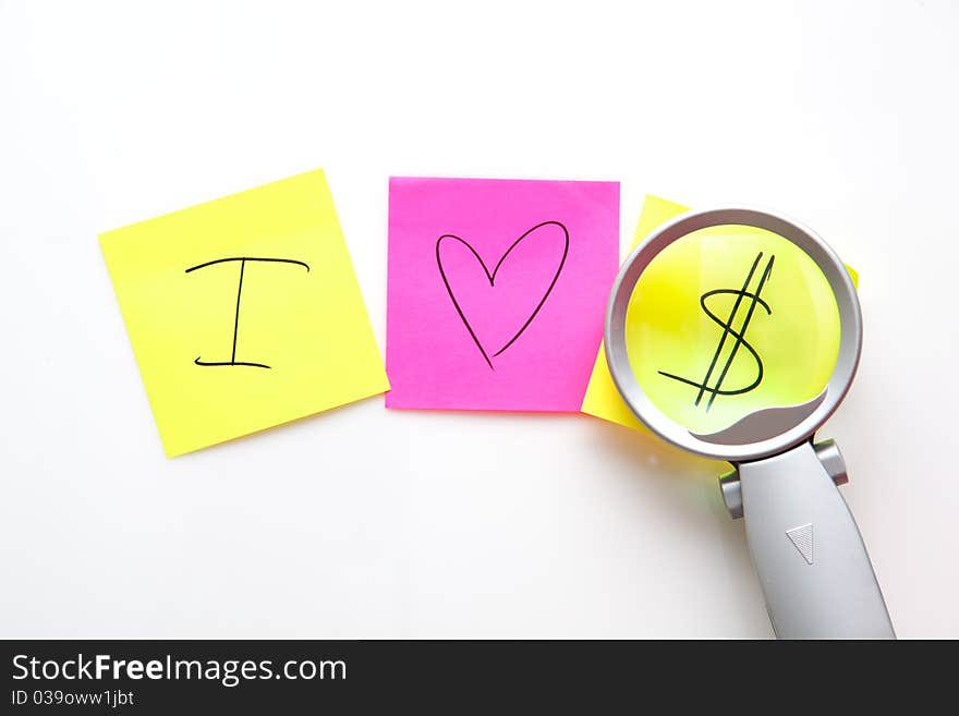 Colorful sticks and magnifying  glass