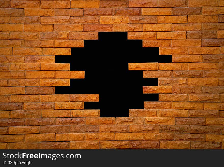 Pattern brick wall and black space