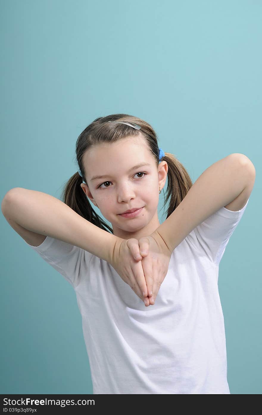 White child concentrating for sports movements. White child concentrating for sports movements