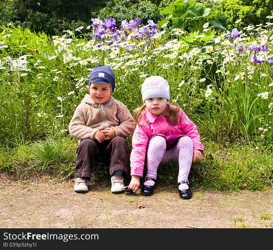 Boy and girl in park