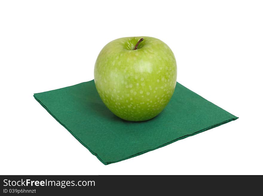 A single green apple a Granny Smith variety.