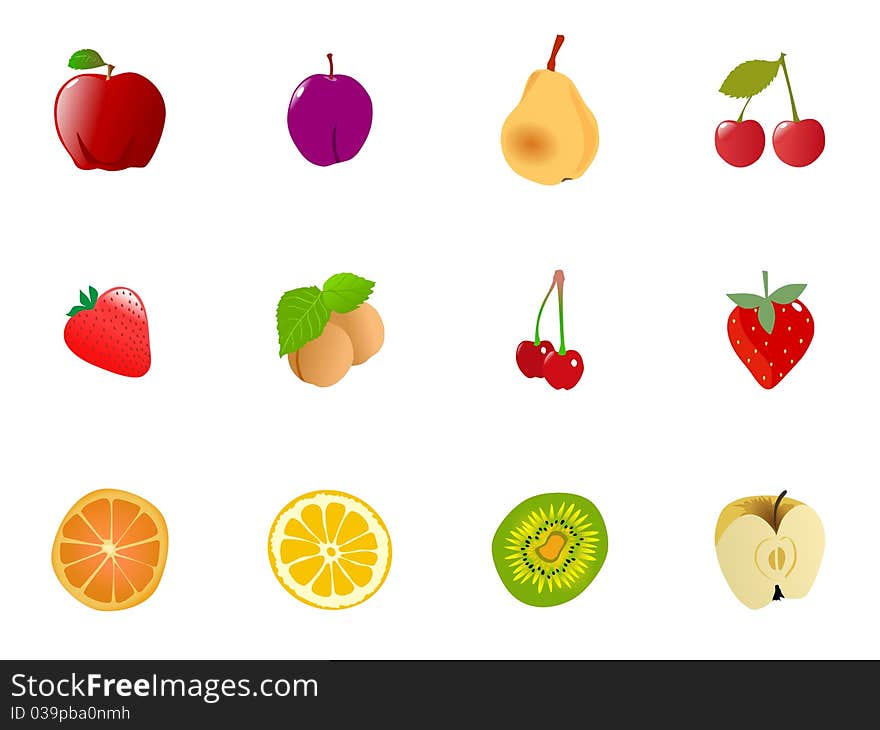 Set of vector illustration of fruits. Set of vector illustration of fruits