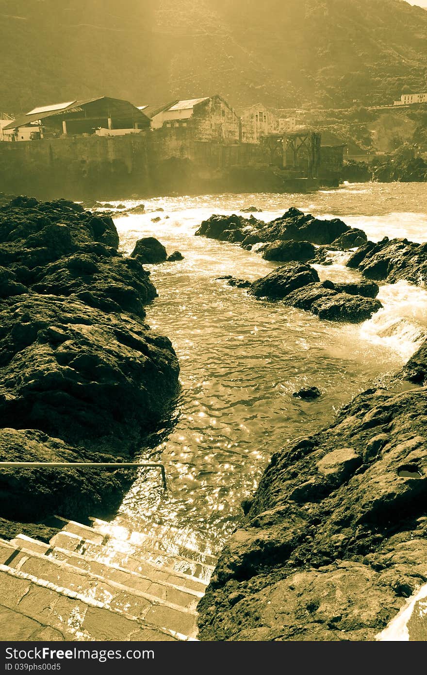 A view of some houses and cliffs in Tenerife. A view of some houses and cliffs in Tenerife