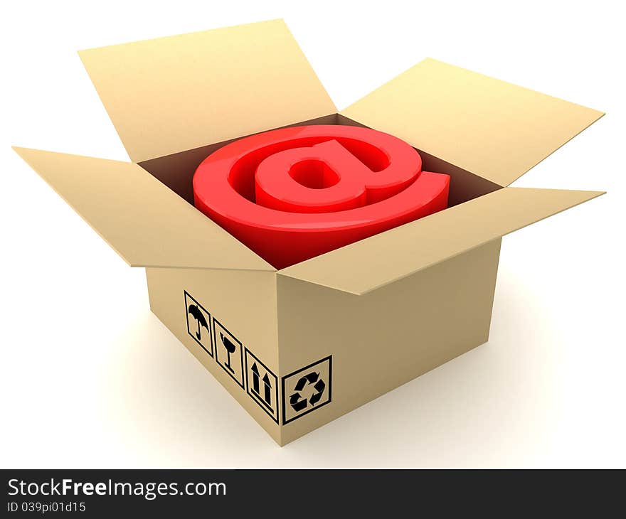 Box and @. This is a 3D rendered picture.