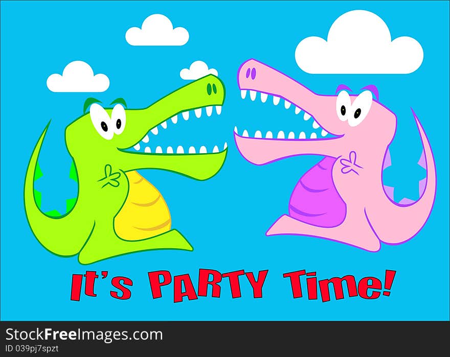 A Colourful Vector Happy Crocodile Party Illustration. A Colourful Vector Happy Crocodile Party Illustration