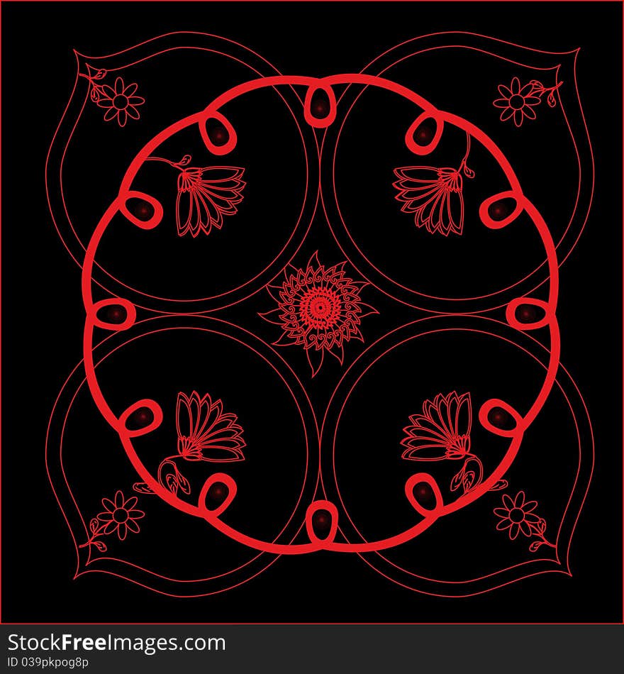 Vector Illustration Of Red Floral Pattern