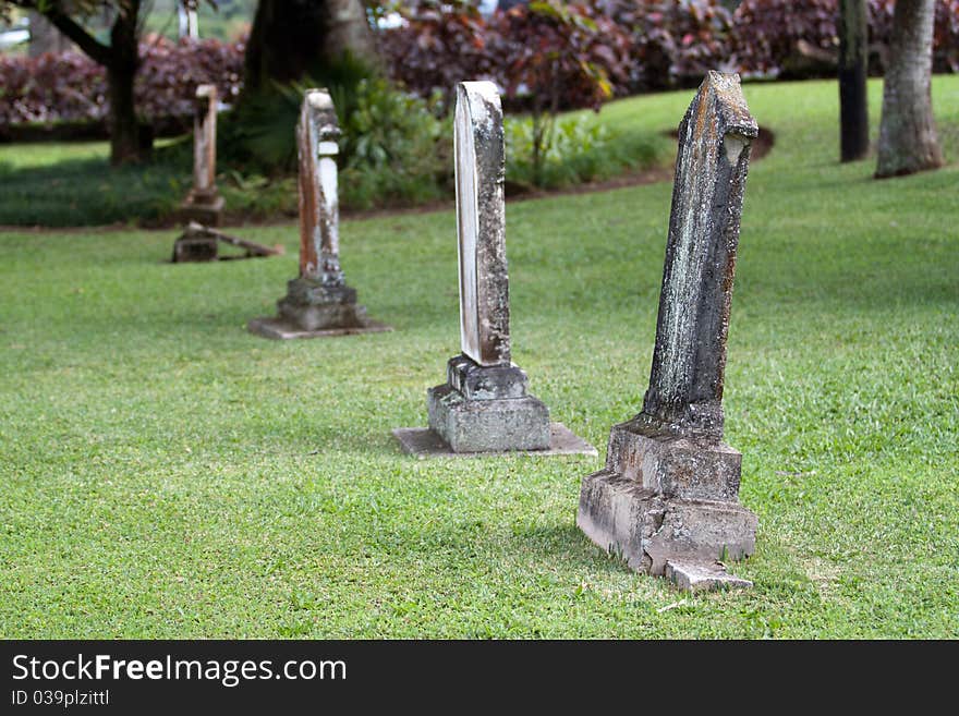 Old Tombstones in a Cemetery