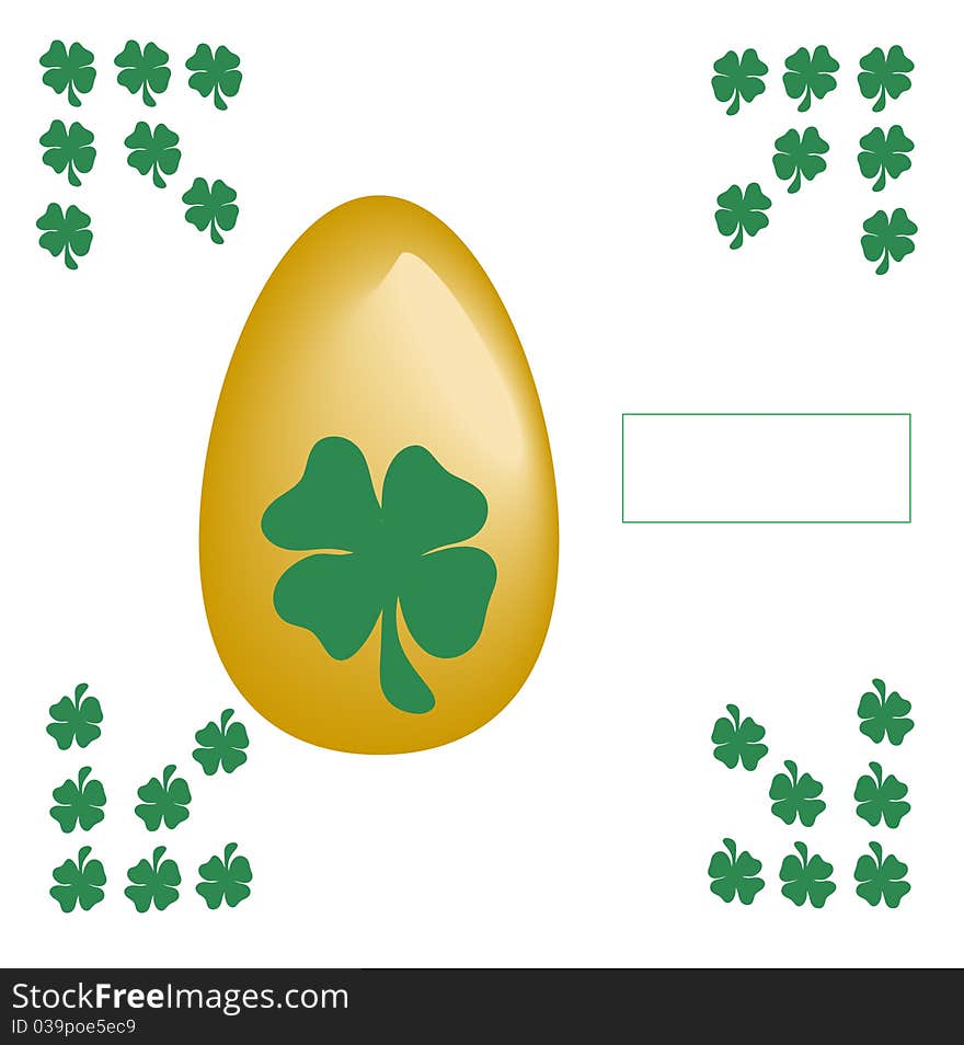 Easter egg with symbol irish on the green background