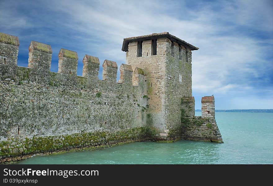 The Scaligero castle in Sirmione on lake Garda, Lombardia, Italia. The Scaligero castle in Sirmione on lake Garda, Lombardia, Italia.