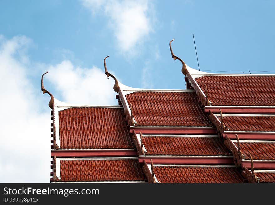 Craved top roof of budda temple building. Craved top roof of budda temple building