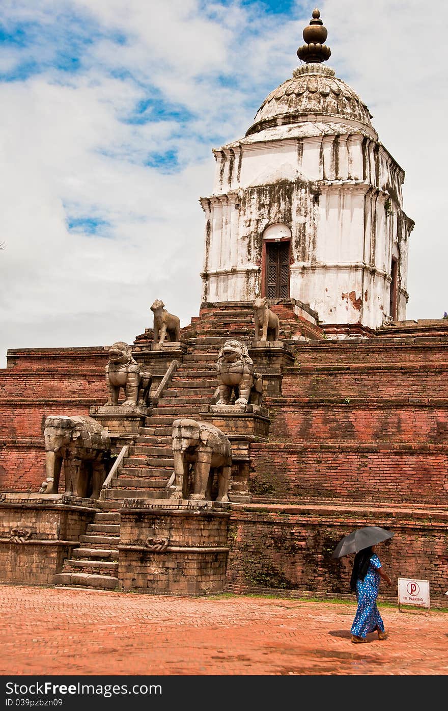 Woman in village of Bakhtapur in Nepal