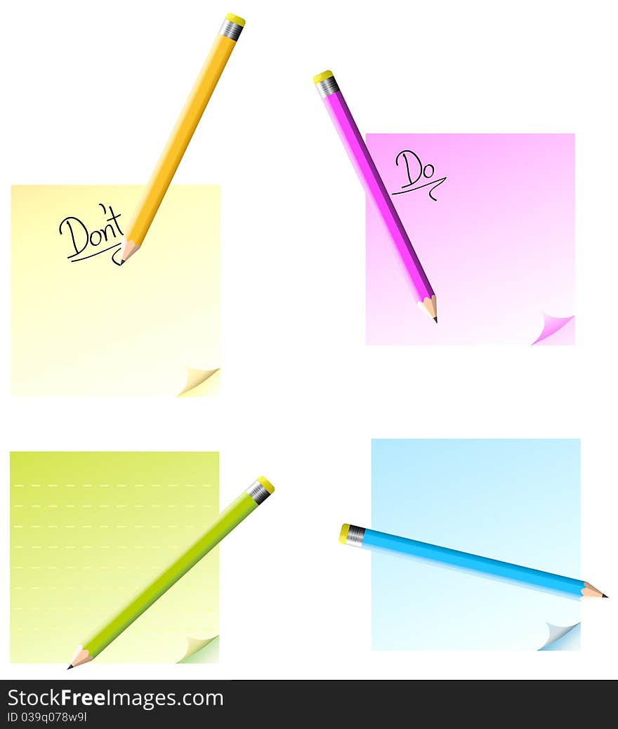 A illustration of colored of notepads and pencils