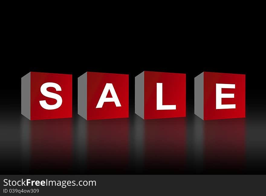 Announcement of offer with red boxes with white letters over black background. Announcement of offer with red boxes with white letters over black background