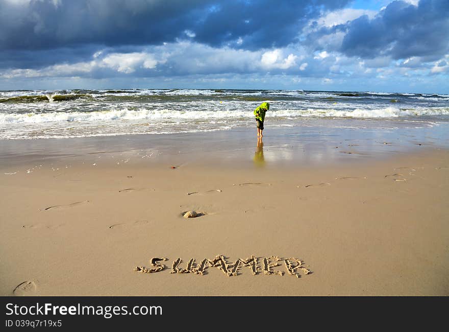 Beach and stormy sky,Baltic sea. Beach and stormy sky,Baltic sea