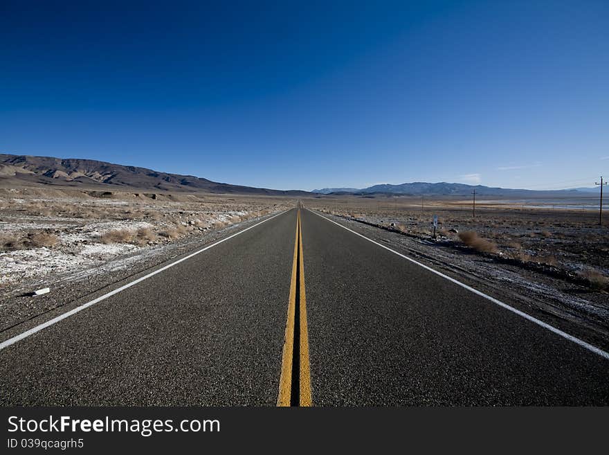 Desert highway in Death Valley national park.