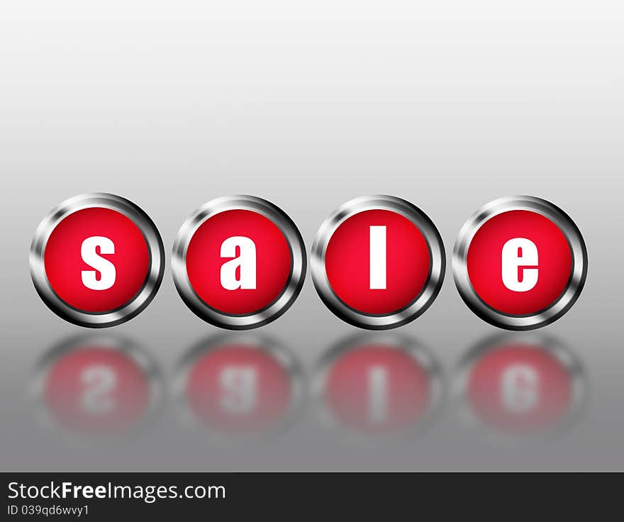 Red sale announcement with each letter in a button. Illustration