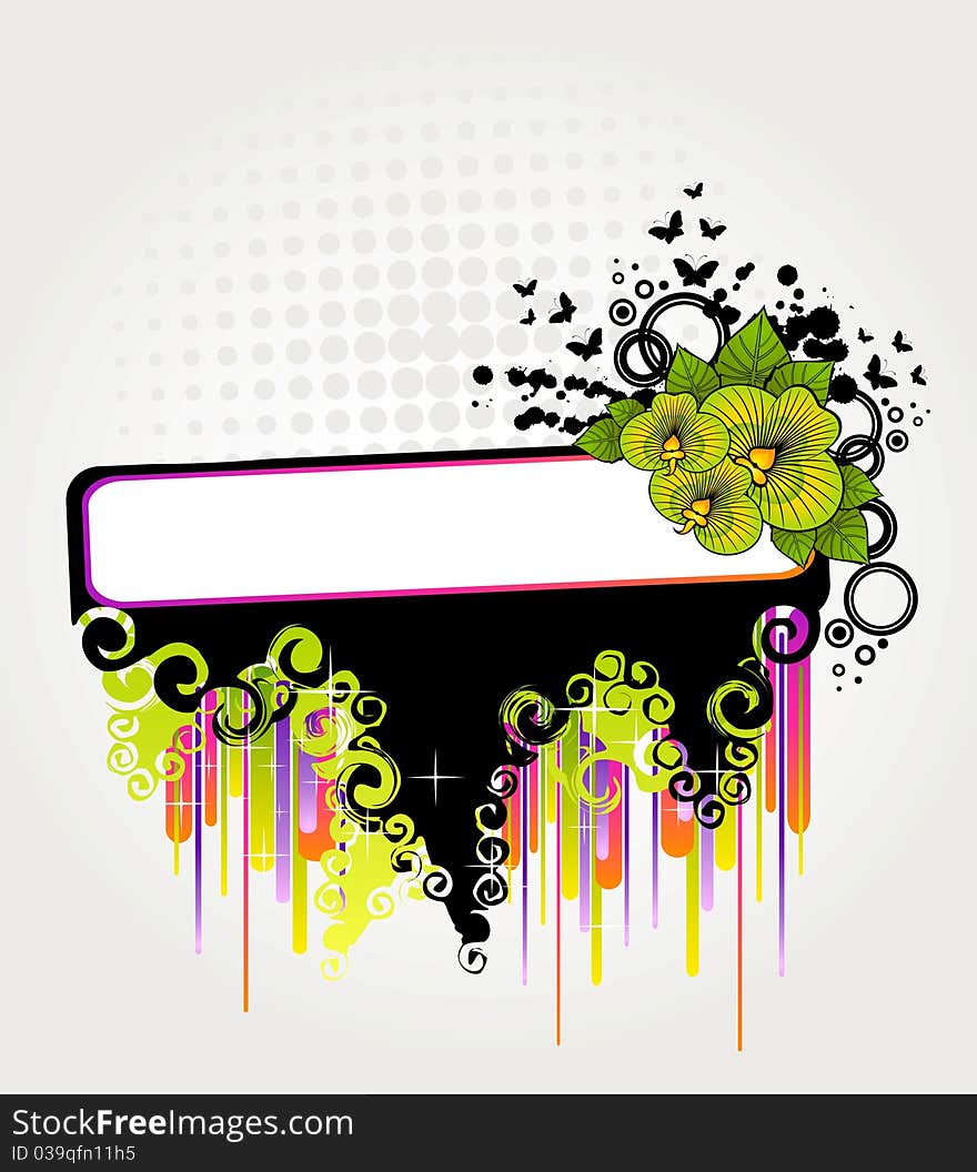 Abstract background with beautiful flowers and blots