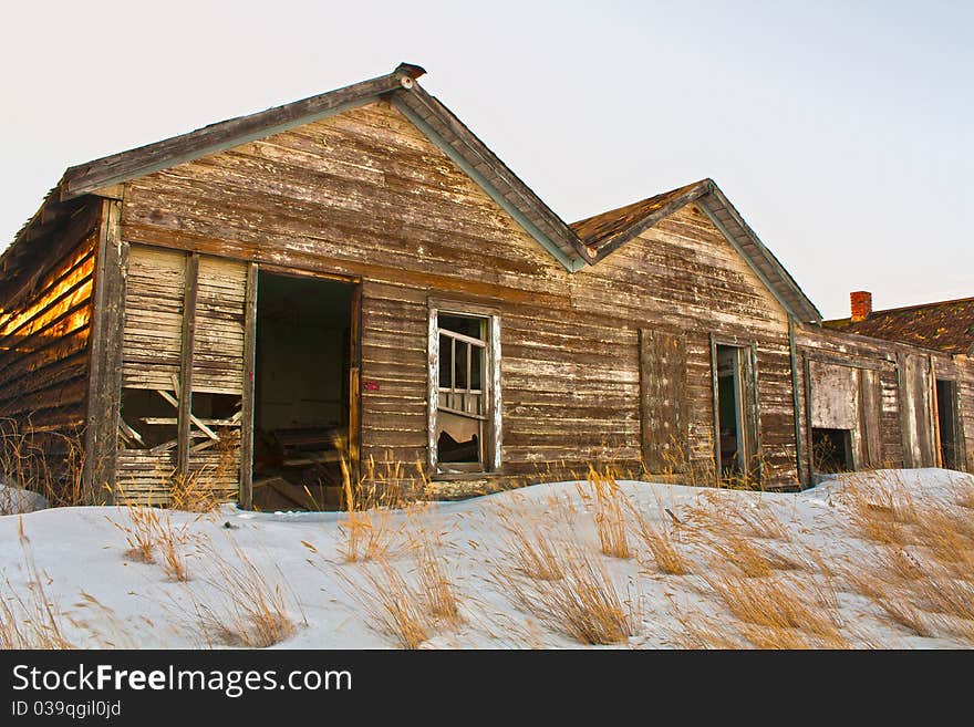 Abandoned buildings on side of highway 287 in southeast Wyoming USA. Abandoned buildings on side of highway 287 in southeast Wyoming USA.