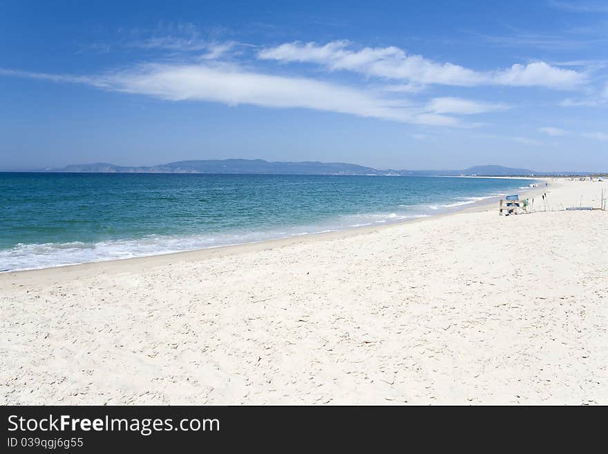 Paradise beach; clean blue ocean with clean white sand