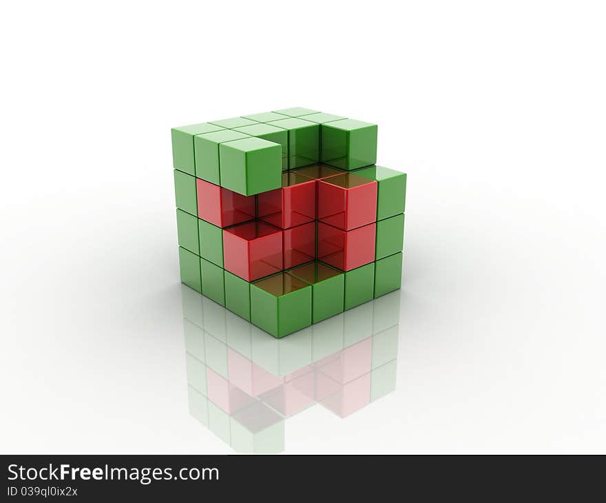 Digital illustration of Cube in 3d