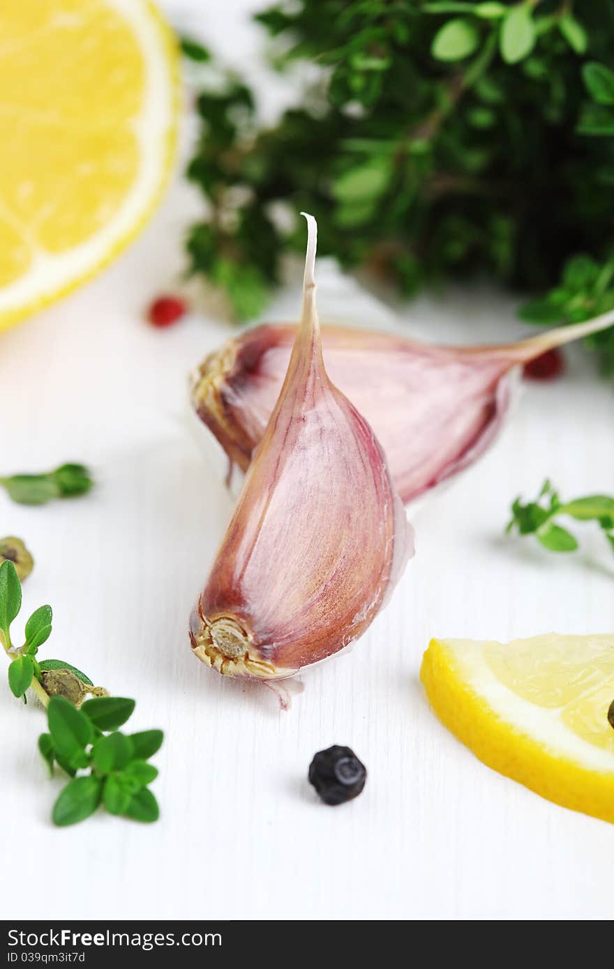 Garlic and pepper close up