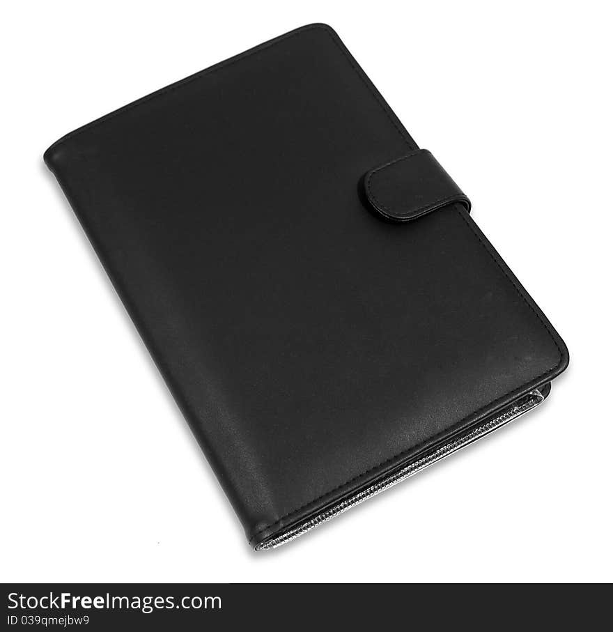 Black closed business book isolated over white background