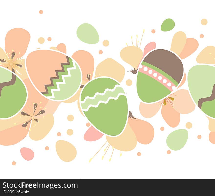 Seamless horizontal easter pattern with eggs