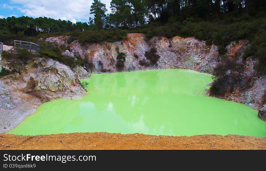 Devil's cave is a green lake