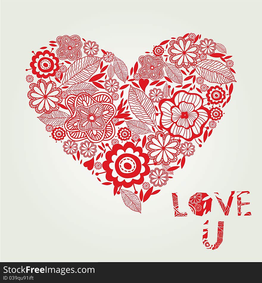 Love Background With Floral Heart