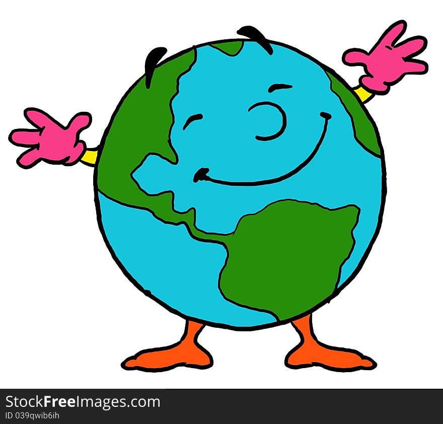 A Happy Green and Blue globe