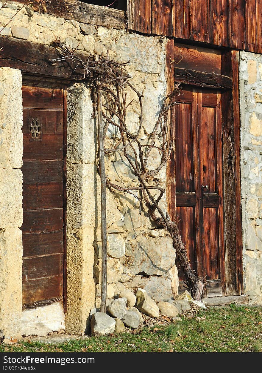 Entrance doors of an old Savoyard house