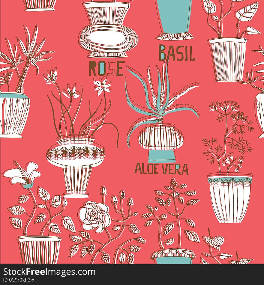 Seamless pattern with flowers