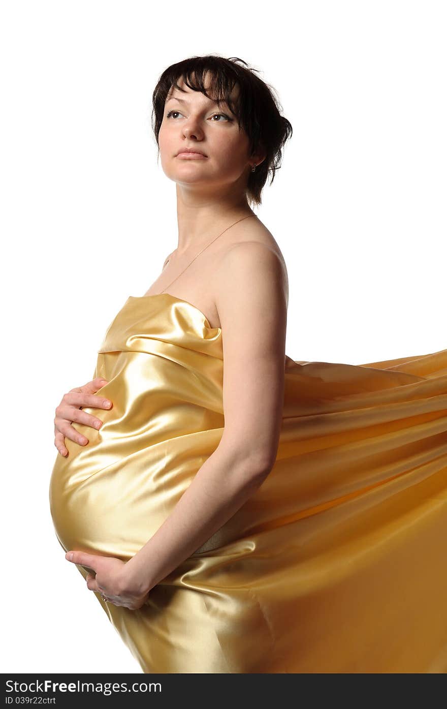 Pregnant Woman In Golden Tissue