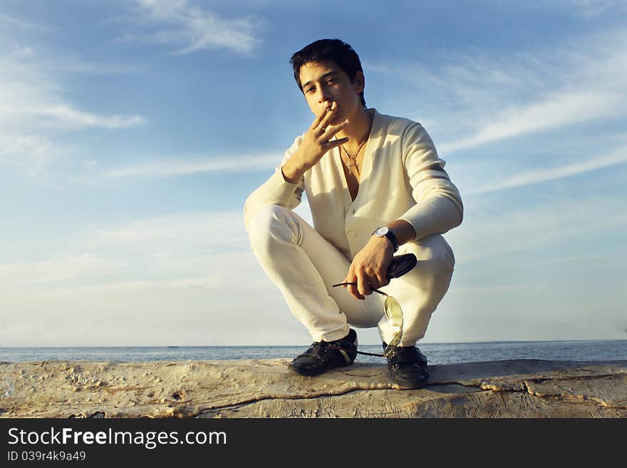 Young man near the water