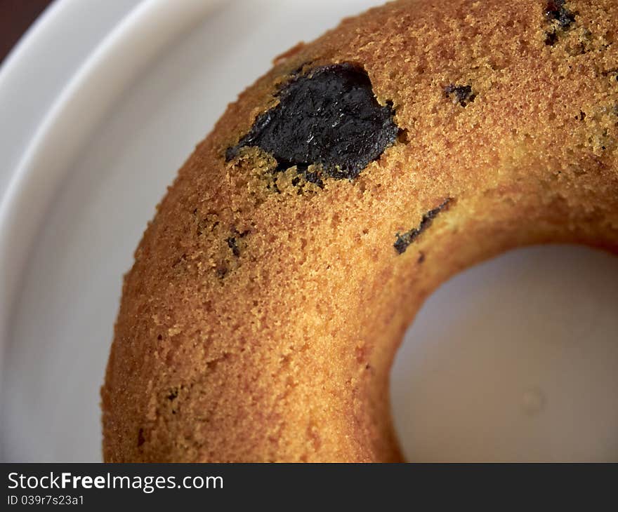 Top view part of prune cake close up. Top view part of prune cake close up