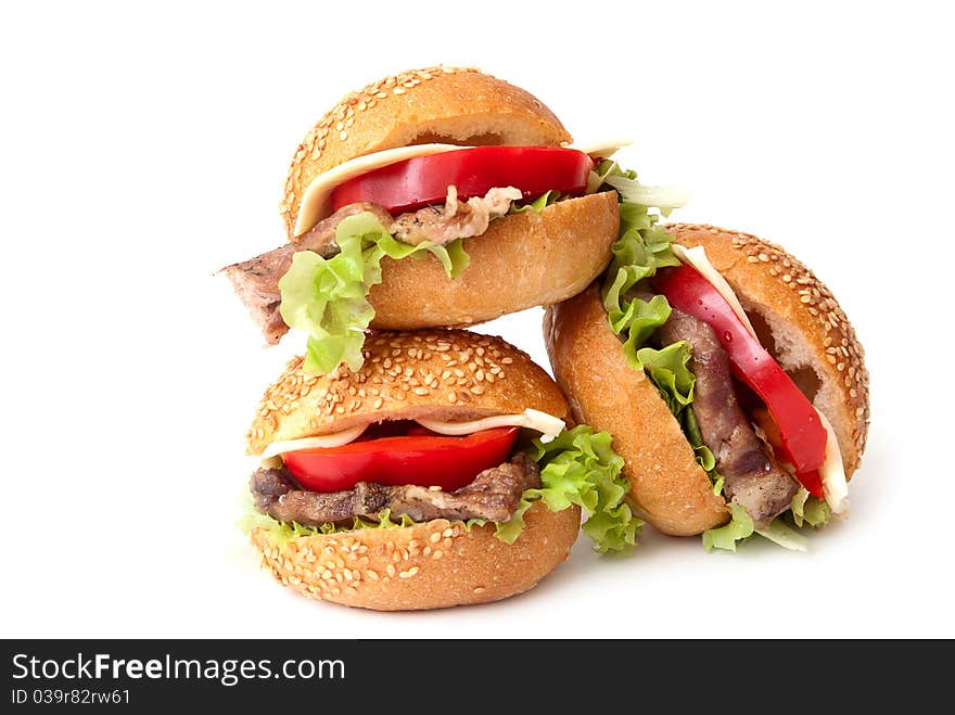 Three hamburger