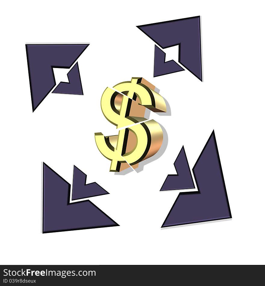 The dollar symbol white background. The dollar symbol white background