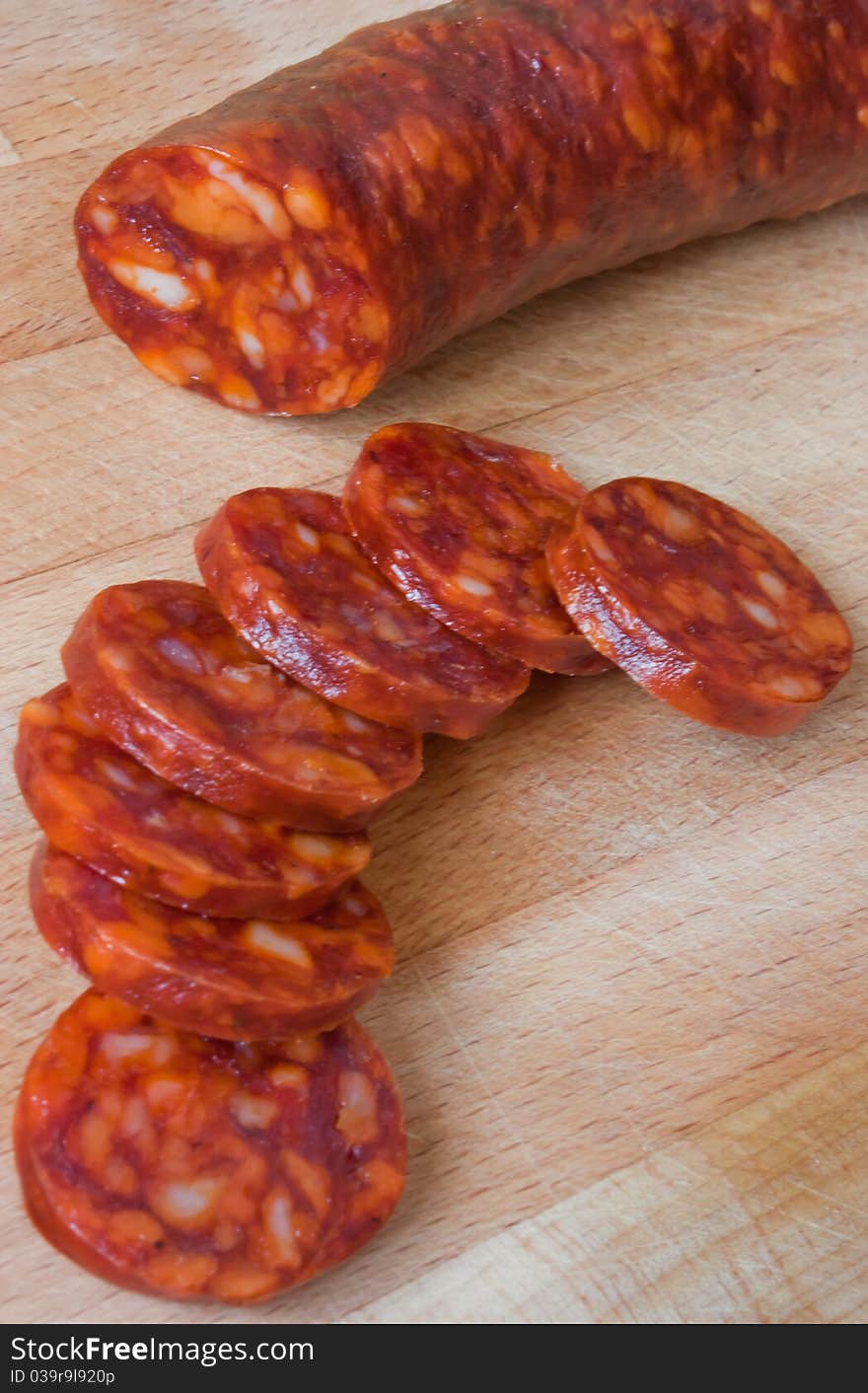 Chorizo, slicing sausage