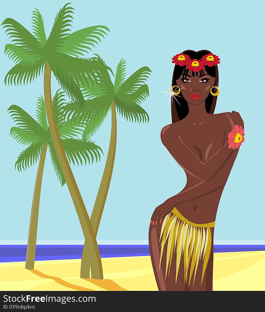 African Girl On The Beach