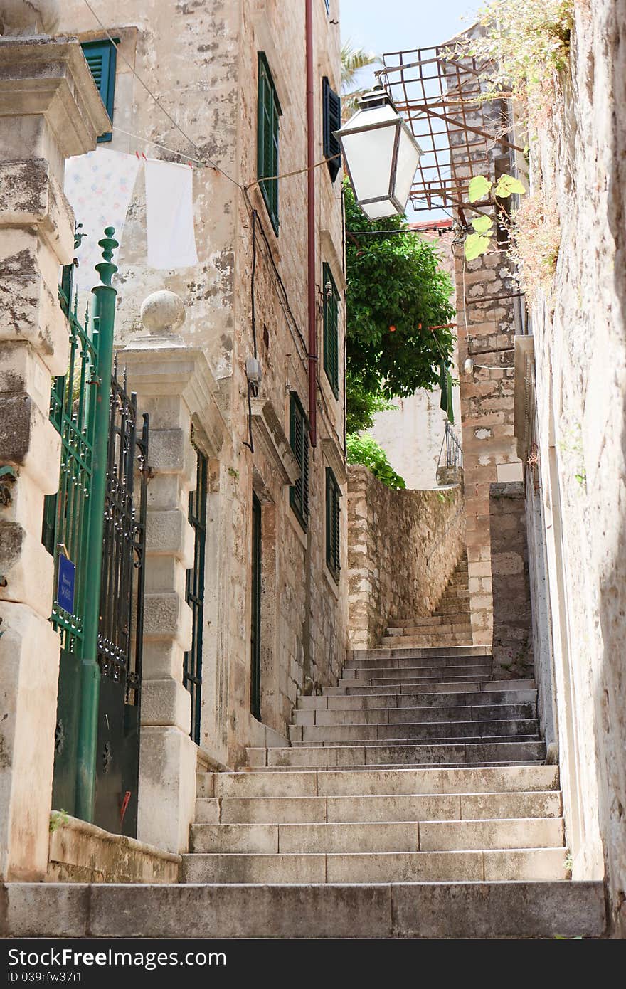 Old stone steps in Dubrovnik old town