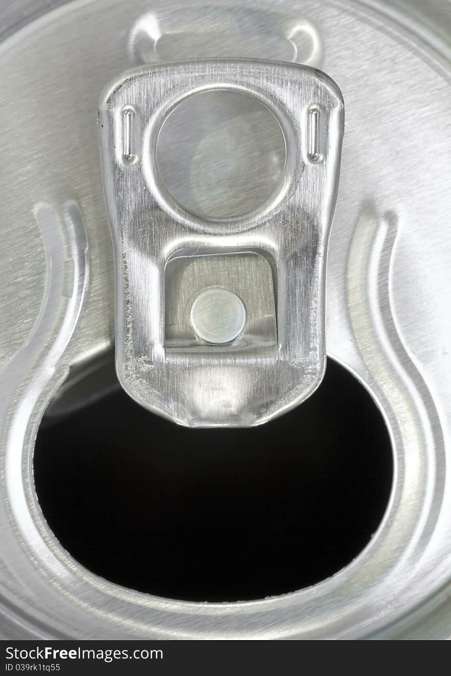 Close up aluminium can ring pull