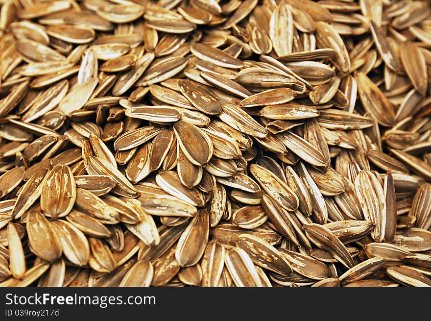 Close up of punpkin seeds on market stand