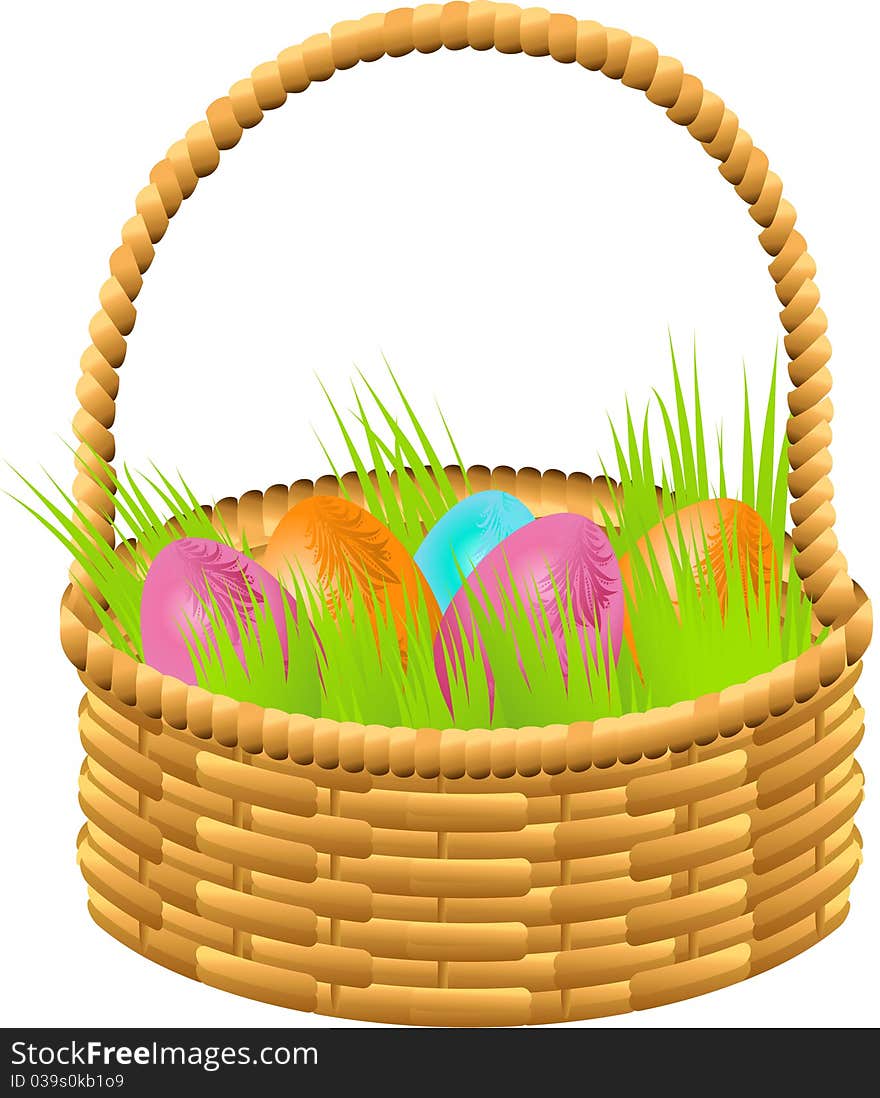 The illustration contains the image of Easter basket