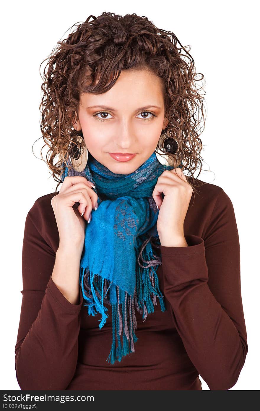 Beautiful girl on a white background