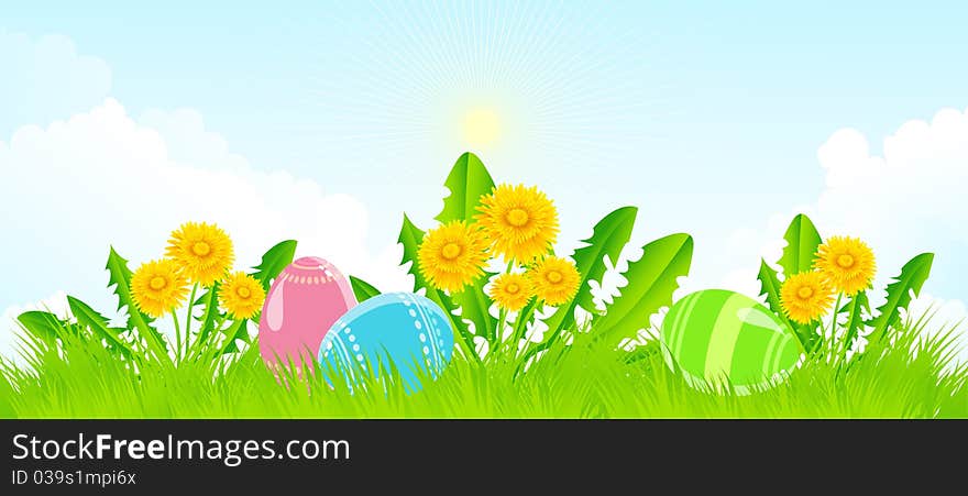 The vector illustration contains the image of Easter background