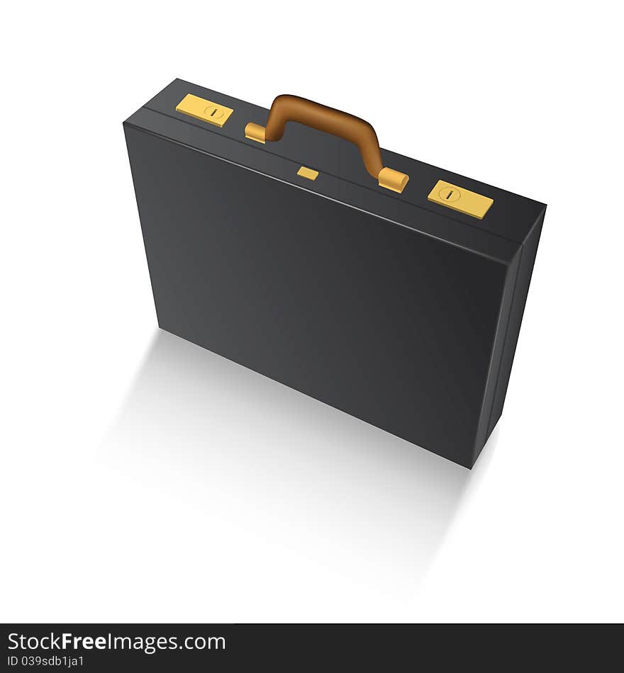 Black bag with gold buckles isolated on a white background. Black bag with gold buckles isolated on a white background