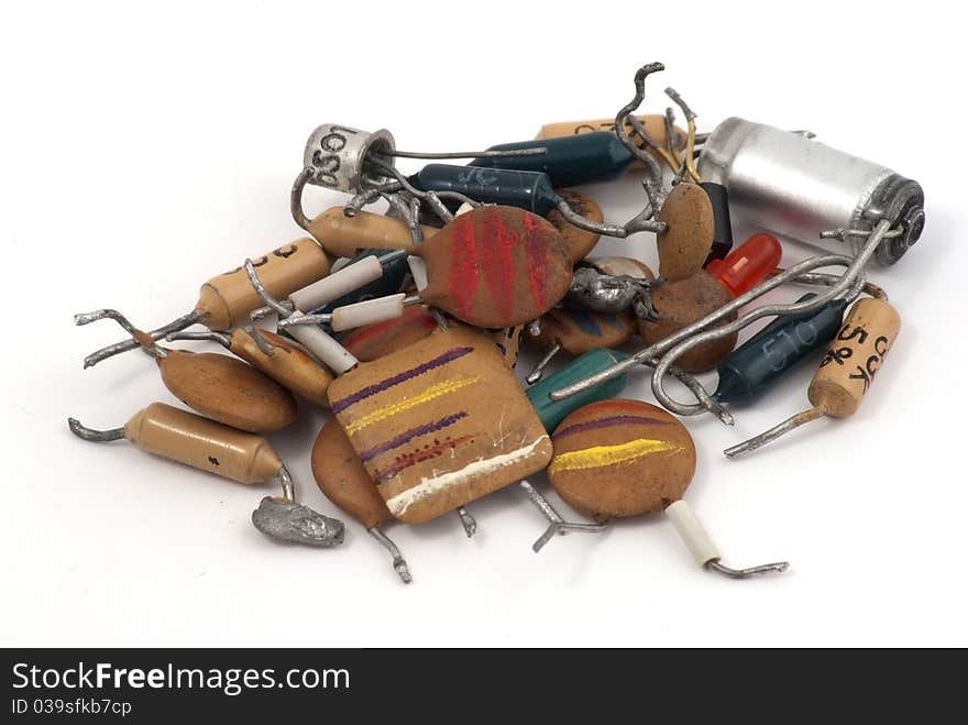 A stack of old and used electronic parts. A stack of old and used electronic parts