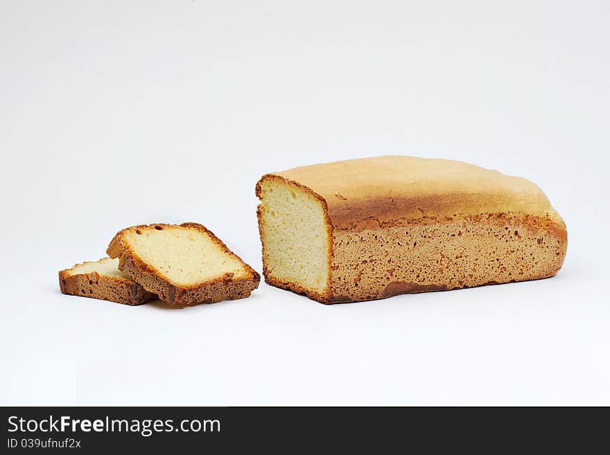 A loaf of bread on white background