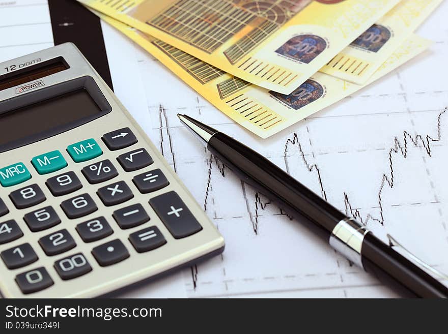 Financial charts and graphs on the table