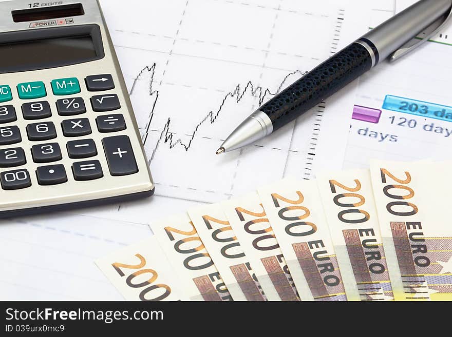 Financial charts and graphs on the table